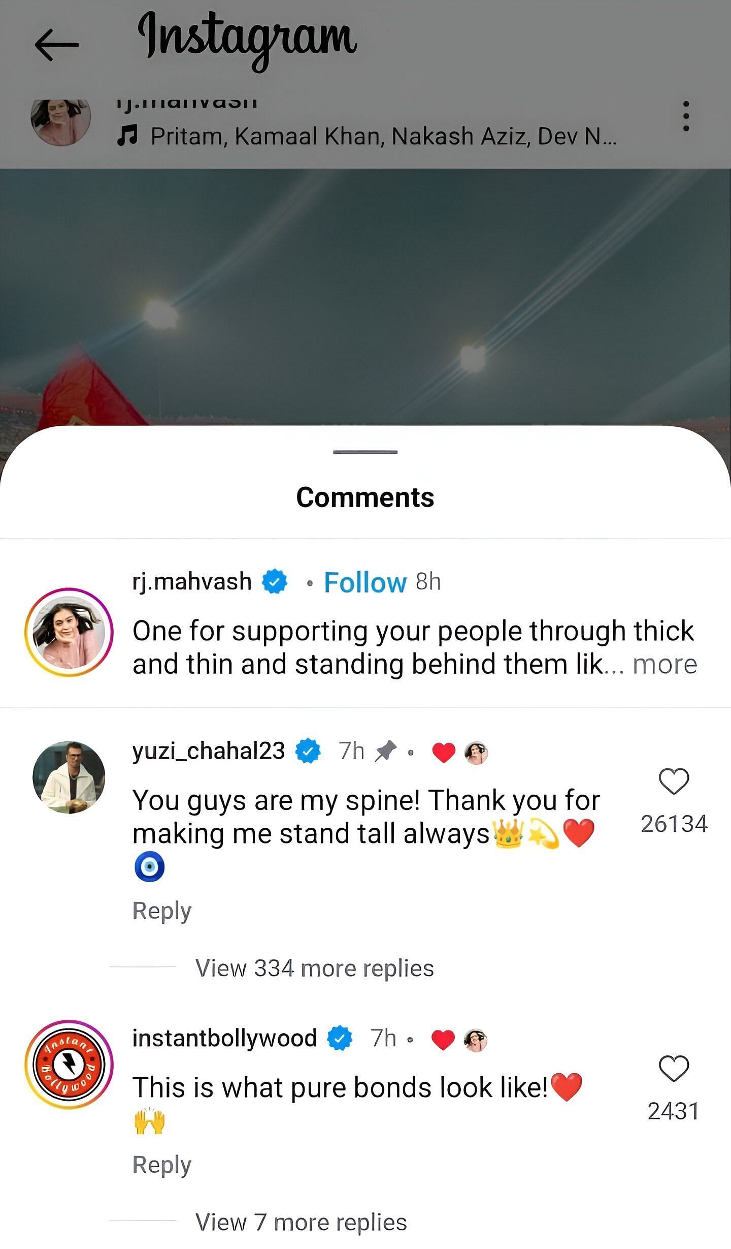 Yuzvendra Chahal reacts to RJ Mahvash's Instagram post - Source: RJ Mahvash/IG